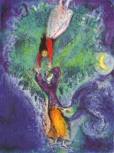 马克·夏加尔 当代各类绘画作品 -  《于是她从树上下来》