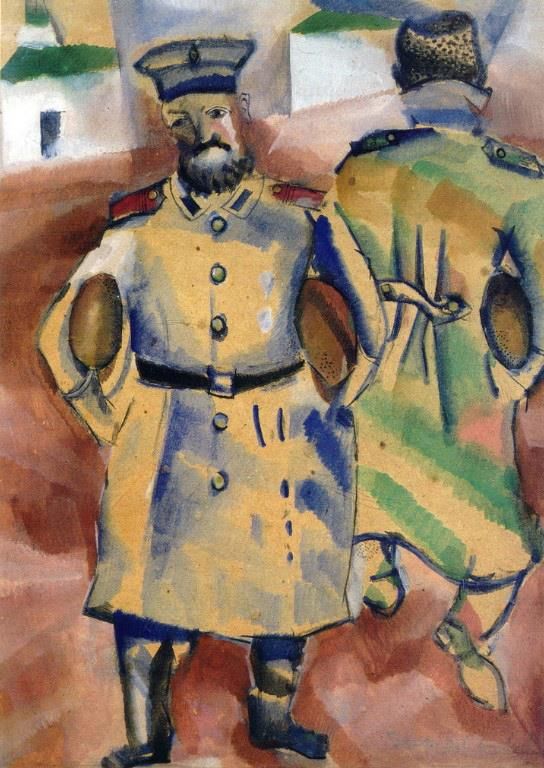 马克·夏加尔 当代各类绘画作品 -  《拿着面包的士兵》