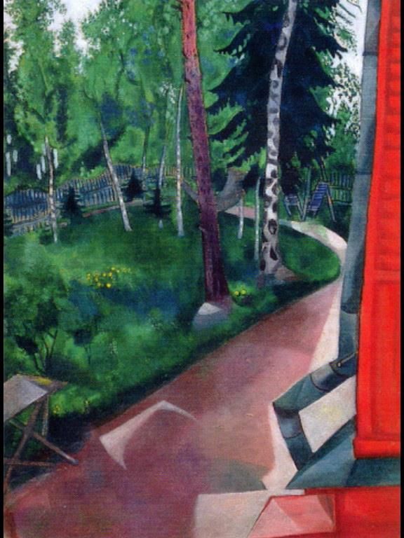 马克·夏加尔 当代各类绘画作品 -  《避暑别墅后院》