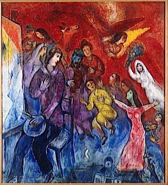 马克·夏加尔 当代各类绘画作品 -  《艺术家家人的出现》