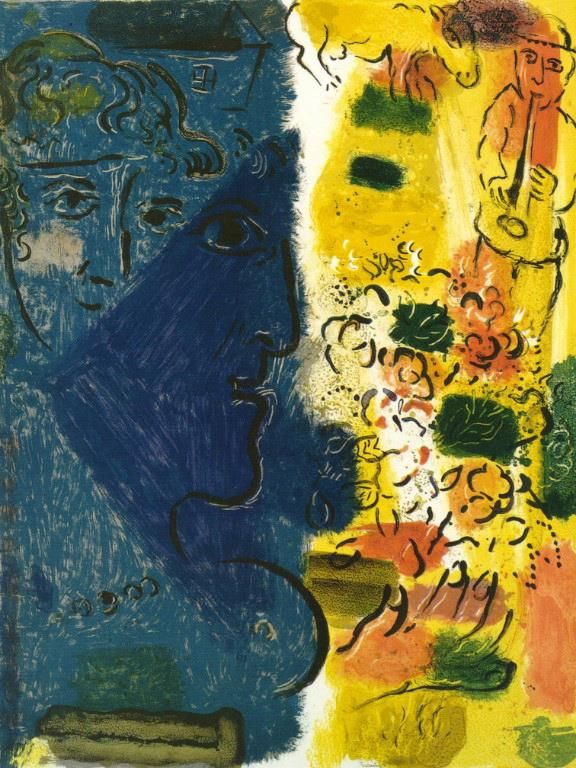 马克·夏加尔 当代各类绘画作品 -  《蓝脸》