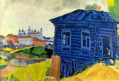 马克·夏加尔 当代各类绘画作品 -  《蓝屋》