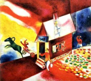 马克·夏加尔的当代艺术作品《燃烧的房子》