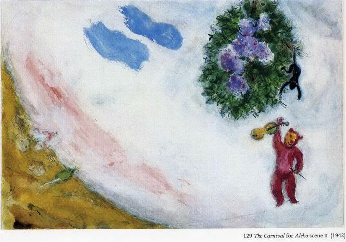 马克·夏加尔 当代各类绘画作品 -  《阿莱科芭蕾舞团嘉年华场景二》