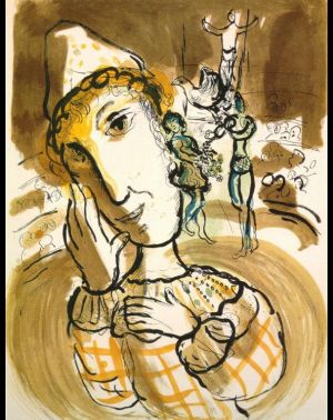 马克·夏加尔的当代艺术作品《黄色小丑的马戏团》