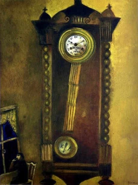 马克·夏加尔 当代各类绘画作品 -  《时钟》