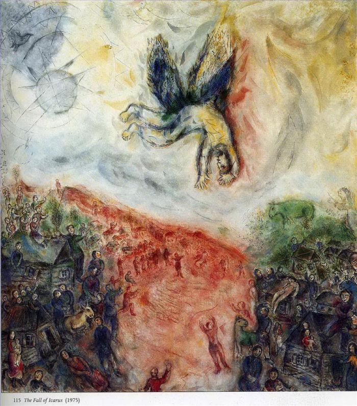 马克·夏加尔 当代各类绘画作品 -  《伊卡洛斯的陨落》