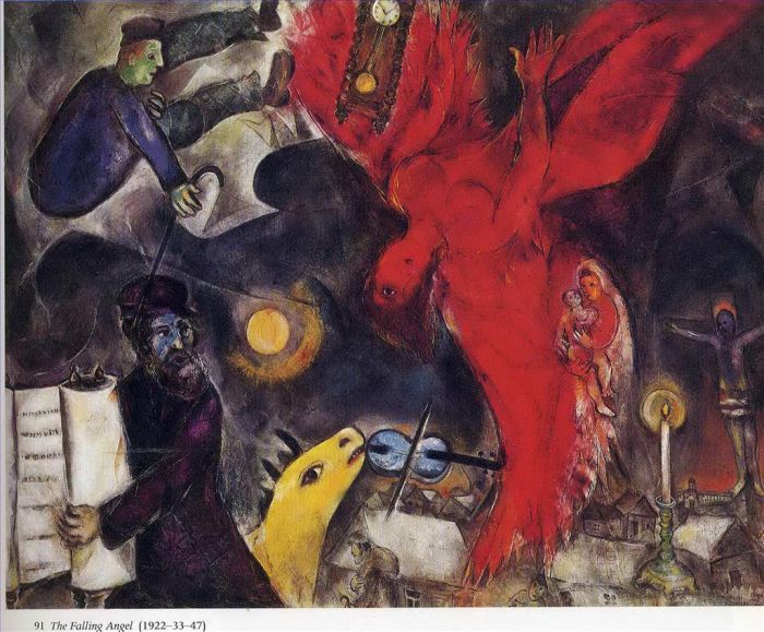 马克·夏加尔 当代各类绘画作品 -  《坠落的天使》