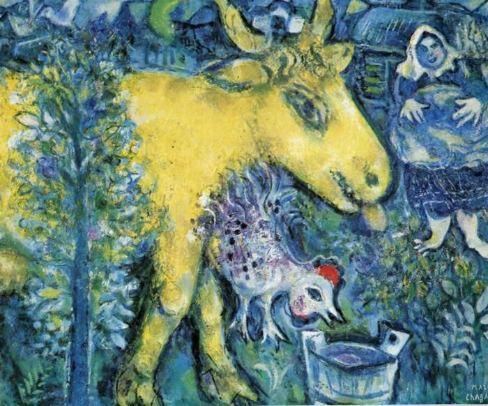 马克·夏加尔 当代各类绘画作品 -  《农家院子》