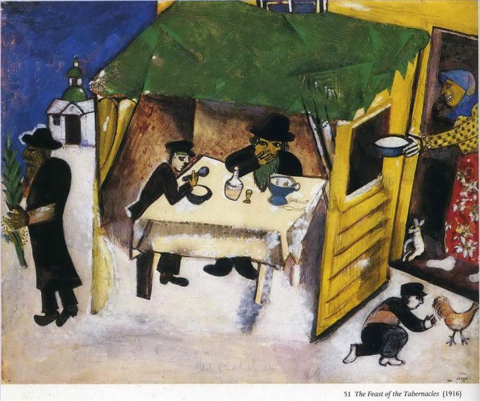 马克·夏加尔 当代各类绘画作品 -  《住棚节》