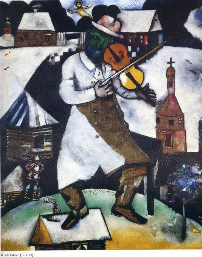 马克·夏加尔 当代各类绘画作品 -  《提琴手,2》
