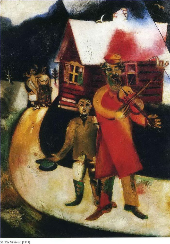 马克·夏加尔 当代各类绘画作品 -  《提琴手》