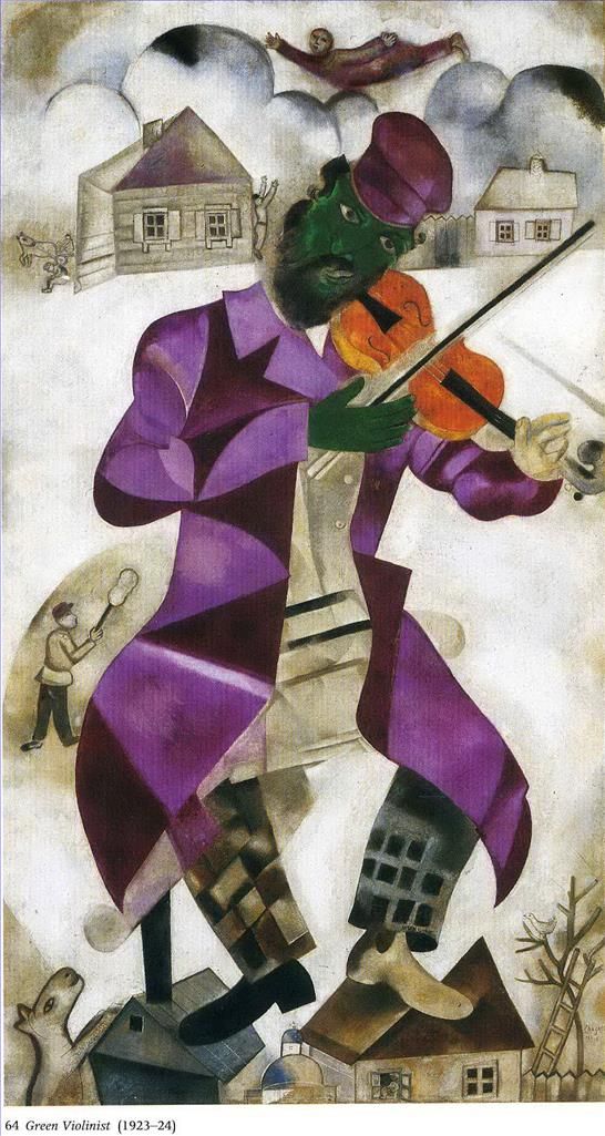 马克·夏加尔 当代各类绘画作品 -  《绿色小提琴家》
