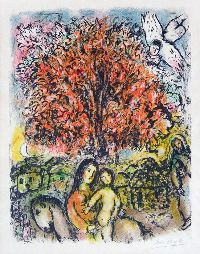 马克·夏加尔 当代各类绘画作品 -  《圣家族彩色版画》