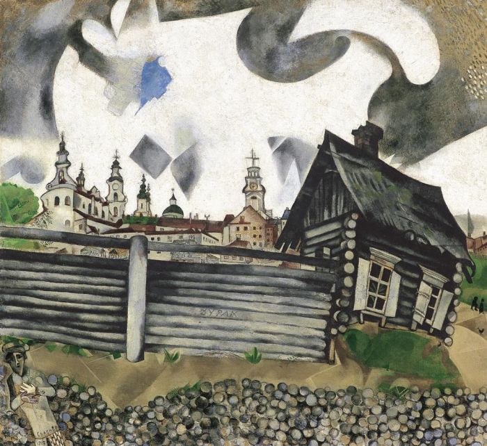 马克·夏加尔 当代各类绘画作品 -  《灰色的房子》