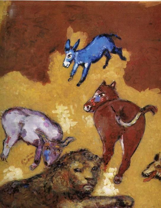 马克·夏加尔 当代各类绘画作品 -  《狮子变老了》