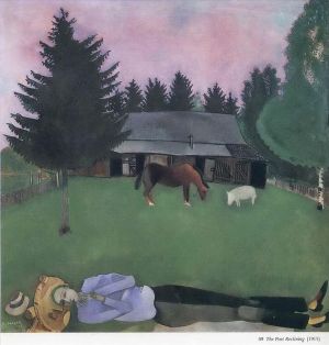 马克·夏加尔的当代艺术作品《斜倚的诗人》