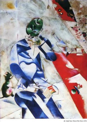 马克·夏加尔的当代艺术作品《诗人或三点半》