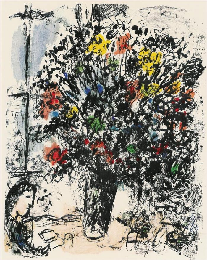 马克·夏加尔 当代各类绘画作品 -  《阅读版画》