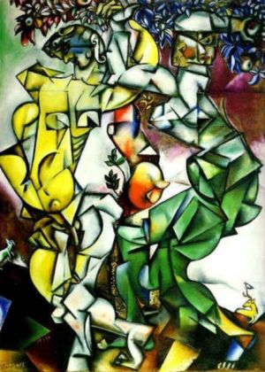 马克·夏加尔的当代艺术作品《亚当和夏娃的诱惑》