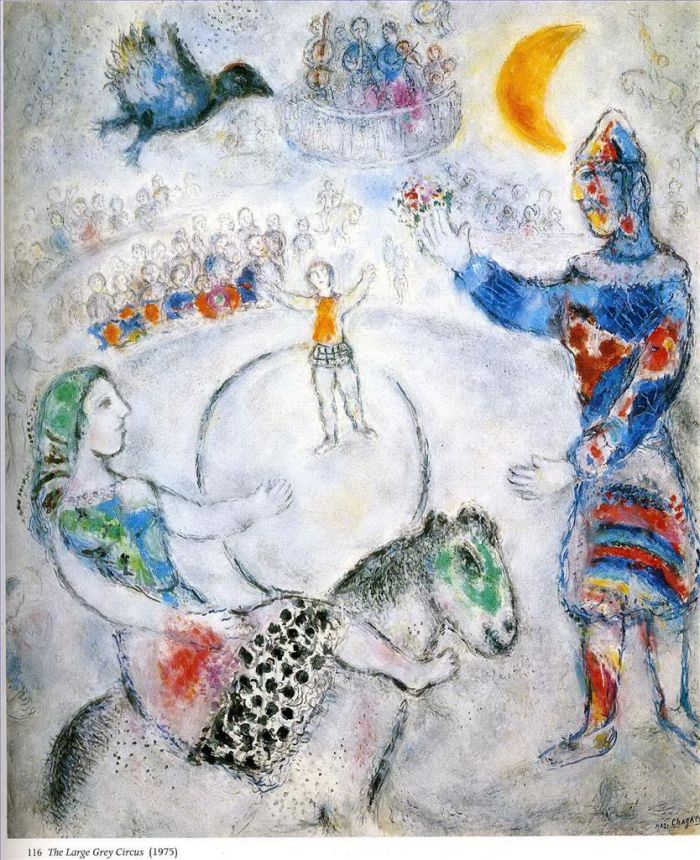 马克·夏加尔 当代各类绘画作品 -  《大型灰色马戏团》