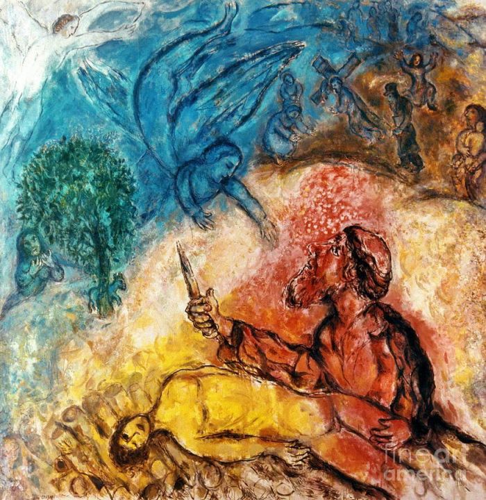 马克·夏加尔 当代各类绘画作品 -  《以撒的牺牲》