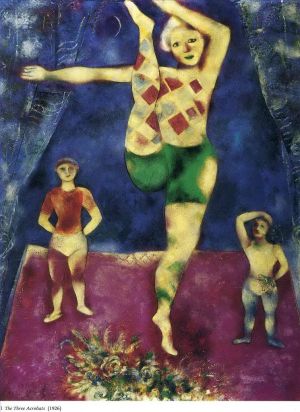 马克·夏加尔的当代艺术作品《三个杂技演员》