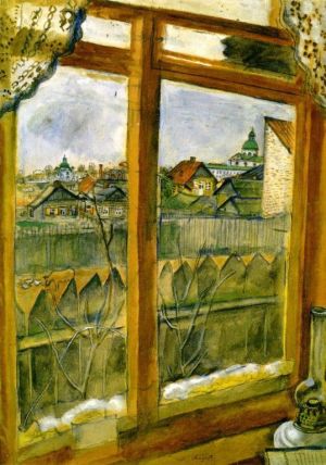 马克·夏加尔的当代艺术作品《从窗户看到的景色》