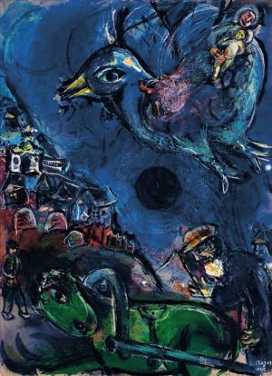 马克·夏加尔的当代艺术作品《绿马村或黑月光视野村》