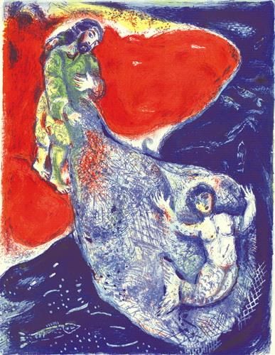 马克·夏加尔 当代各类绘画作品 -  《当阿卜杜拉把网拉上岸时》