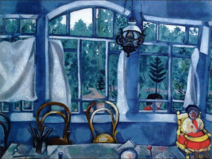 马克·夏加尔 当代各类绘画作品 -  《花园上方的窗户》