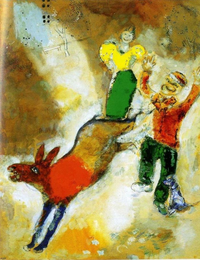 马克·夏加尔 当代各类绘画作品 -  《动物溜走》