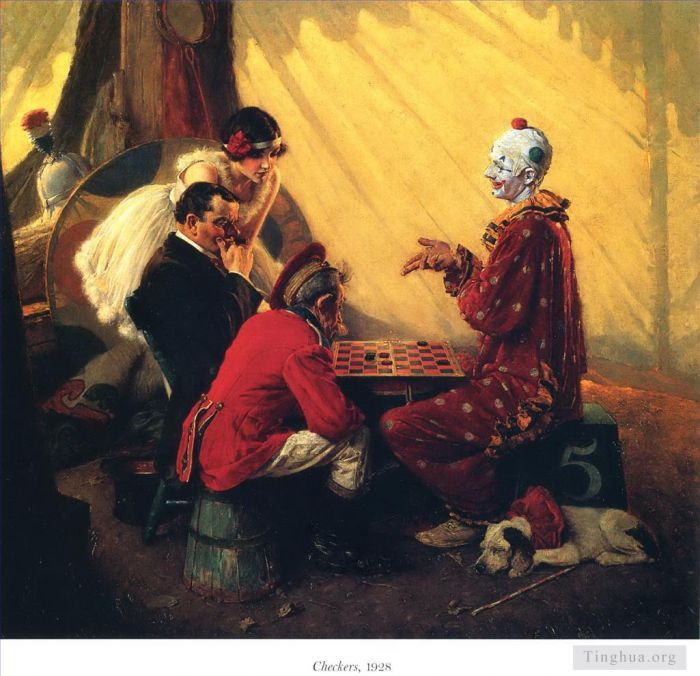 诺曼·珀西瓦尔·洛克威尔 当代油画作品 -  《跳棋》