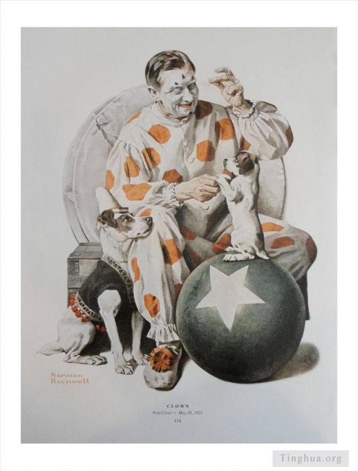 诺曼·珀西瓦尔·洛克威尔 当代各类绘画作品 -  《小丑训练狗》