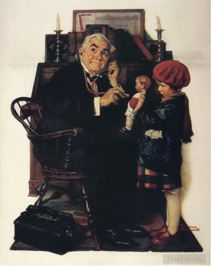 诺曼·珀西瓦尔·洛克威尔 当代各类绘画作品 -  《医生与玩偶》