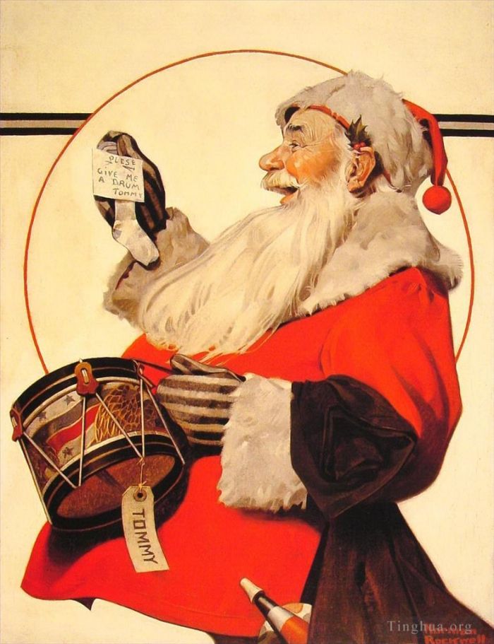 诺曼·珀西瓦尔·洛克威尔 当代各类绘画作品 -  《给汤米的鼓,1921》