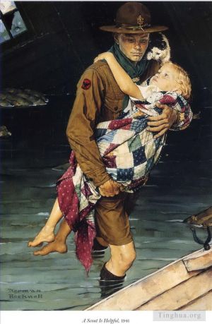 诺曼·珀西瓦尔·洛克威尔的当代艺术作品《侦察兵很有帮助,1941》
