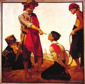 诺曼·珀西瓦尔·洛克威尔的当代艺术作品《表弟雷金纳德扮演海盗,1917》
