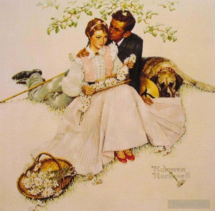 诺曼·珀西瓦尔·洛克威尔 当代各类绘画作品 -  《花儿娇艳,1955》