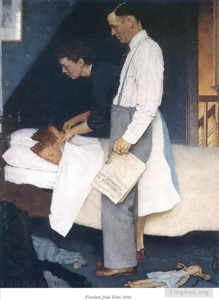 诺曼·珀西瓦尔·洛克威尔 当代各类绘画作品 -  《免于恐惧的自由,1943》