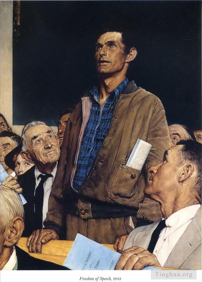 诺曼·珀西瓦尔·洛克威尔 当代各类绘画作品 -  《言论自由,1943》