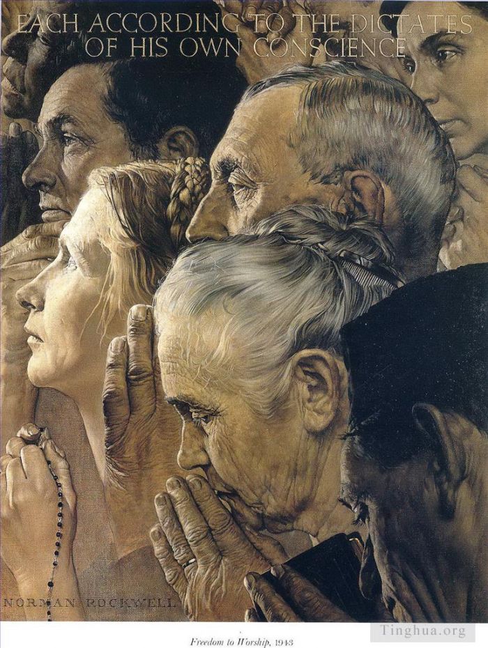 诺曼·珀西瓦尔·洛克威尔 当代各类绘画作品 -  《崇拜自由,1943》