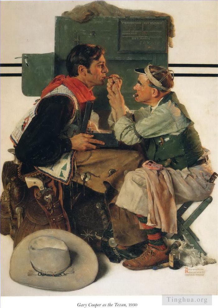 诺曼·珀西瓦尔·洛克威尔 当代各类绘画作品 -  《加里·库珀,饰,德克萨斯人,1930》