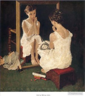 诺曼·珀西瓦尔·洛克威尔的当代艺术作品《镜子里的女孩,1954》