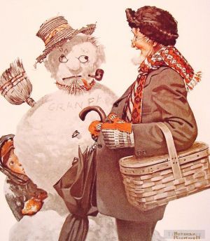 诺曼·珀西瓦尔·洛克威尔的当代艺术作品《祖父和雪人,1919》