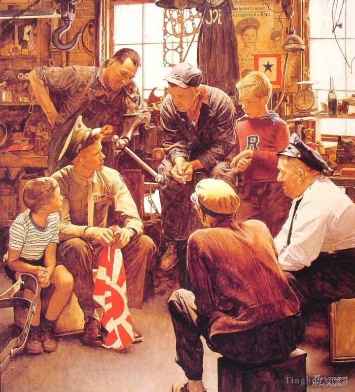 诺曼·珀西瓦尔·洛克威尔 当代各类绘画作品 -  《海军归来,1945》