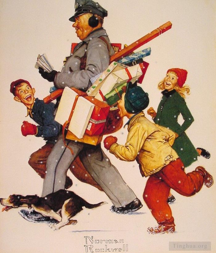 诺曼·珀西瓦尔·洛克威尔 当代各类绘画作品 -  《快乐的邮递员》