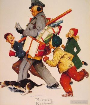 诺曼·珀西瓦尔·洛克威尔的当代艺术作品《快乐的邮递员》