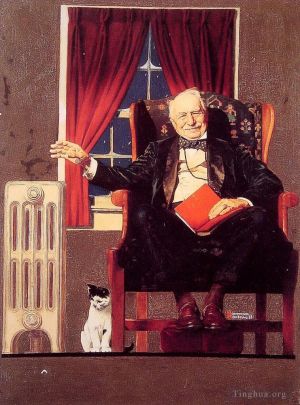 诺曼·珀西瓦尔·洛克威尔的当代艺术作品《坐在散热器旁的男人》