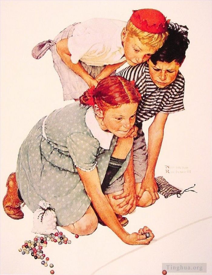 诺曼·珀西瓦尔·洛克威尔 当代各类绘画作品 -  《1939年弹珠冠军》